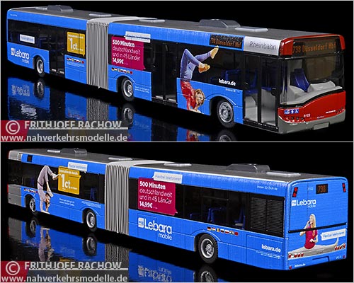 Rietze Busmodell Artikel 66857 Solaris U 18 Rheinbahn Dsseldorf mit Werbung lebara mobile